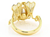 Golden Cultured South Sea Pearl 18k Yellow Gold Over Sterling Silver Ring