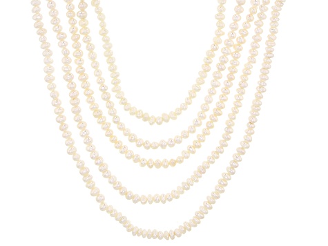 4-5mm White Cultured Freshwater Pearl Endless Necklace Set of Five