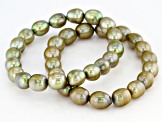 Pistachio Green Cultured Freshwater Pearl Stretch Bracelet Set of 2