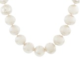 White Cultured Freshwater Pearl Rhodium Over Sterling Silver 22 Inch Strand Necklace