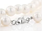 White Cultured Freshwater Pearl Rhodium Over Sterling Silver Strand Necklace