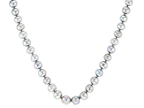 Platinum Cultured Freshwater Pearl Rhodium Over Sterling Silver 24 Inch Necklace