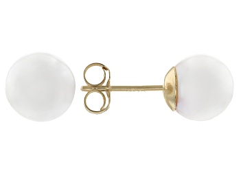6-7mm Japanese Champagne Akoya Pearl Earring Studs in 14K Yellow Gold 