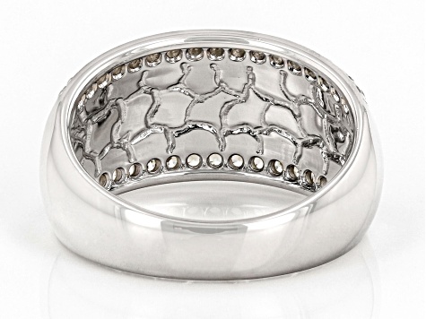 Multi-Color South Sea Mother-of-Pearl & White Zircon Rhodium Over Sterling Silver Ring