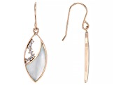 White South Sea Mother-of-Pearl & White Zircon 18k Rose Gold Over Sterling Silver Earrings