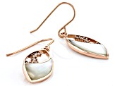 White South Sea Mother-of-Pearl & White Zircon 18k Rose Gold Over Sterling Silver Earrings