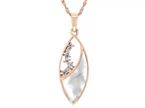 White South Sea Mother-of-Pearl & White Zircon 18k Rose Gold Over Sterling Silver Pendant with Chain