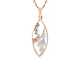 White South Sea Mother-of-Pearl & White Zircon 18k Rose Gold Over Sterling Silver Pendant with Chain