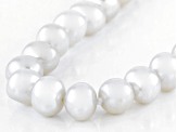White Cultured Freshwater Pearl Rhodium Over Sterling Silver 28 Inch Strand Necklace