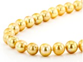 Golden Cultured Freshwater Pearl & Champagne Diamond 18k Yellow Gold Over Silver Necklace 0.06ctw