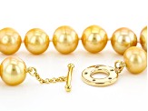 Golden Cultured Freshwater Pearl & Champagne Diamond 18k Yellow Gold Over Silver Necklace 0.06ctw