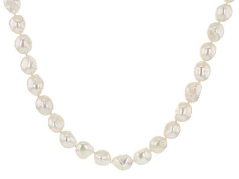 White Cultured Freshwater Pearl 36 Inch Endless Strand Necklace ...