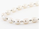 White Cultured Freshwater Pearl Rhodium Over Sterling Silver 18 Inch Necklace