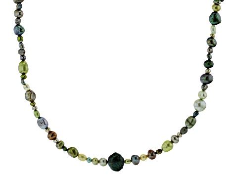 Green Cultured Freshwater Pearl 36 Inch Endless Strand Necklace ...