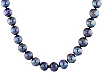 Picture of Black Cultured Freshwater Pearl Rhodium Over Sterling Silver 20 Inch Strand Necklace
