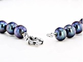 Black Cultured Freshwater Pearl Rhodium Over Sterling Silver 20 Inch Strand Necklace