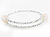 White Cultured Freshwater Pearl & White, Yellow, & Rose Hematine Wrap Bracelet Set of 3