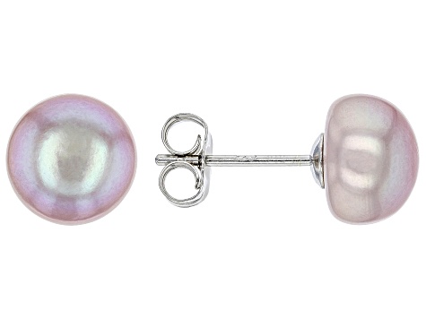 Multi-Color Cultured Freshwater Pearl Rhodium Over Sterling Silver Stud Earrings Set of 5