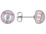 Multi-Color Cultured Freshwater Pearl Rhodium Over Sterling Silver Stud Earrings Set of 5