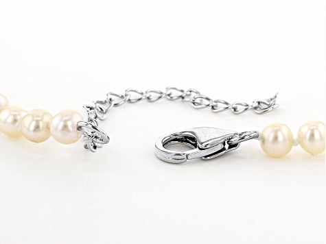 White Cultured Freshwater Pearl Rhodium Over Sterling Silver 18 Inch ...