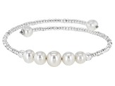 Multi-Color Cultured Freshwater Pearl With Glass Bead & Sterling Silver Bangle Set of 3