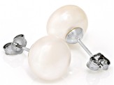 Peach Cultured Freshwater Pearl Rhodium Over Sterling Silver Stud Earrings