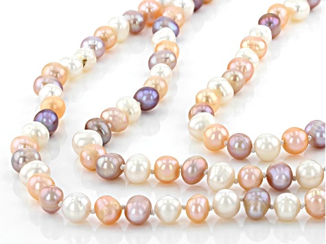 Multi-Color Cultured Freshwater Pearl 70 Inch Endless Strand Necklace
