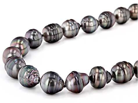 Cultured Tahitian Pearl Rhodium Over Sterling Silver 18 Inch Strand ...