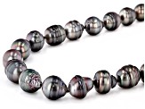 Cultured Tahitian Pearl Rhodium Over Sterling Silver 18 Inch Strand Necklace