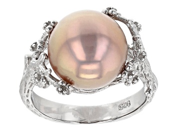 Picture of Pink Cultured Freshwater Pearl Rhodium Over Sterling Silver Ring