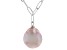 Pink Cultured Freshwater Pearl Rhodium Over Sterling Silver 22 Inch Necklace