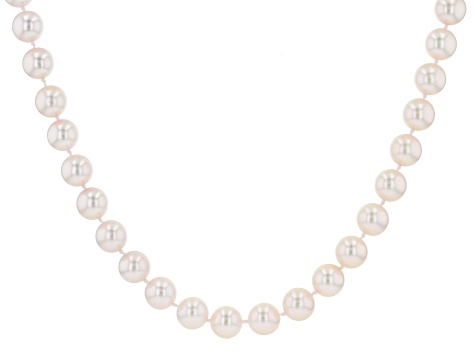 White Cultured Japanese Akoya Pearl 14k Yellow Gold 18 Inch Strand Necklace