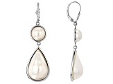 White Cultured South Sea Mabe Pearl Rhodium Over Sterling Silver Dangle Earrings