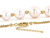 White Cultured Freshwater Pearl 18k Yellow Gold Over Sterling Silver Necklace