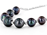 Black Cultured Freshwater Pearl Rhodium Over Sterling Silver 18 Inch Necklace