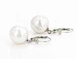 White Cultured Freshwater Pearl Rhodium Over Sterling Silver Drop Earrings