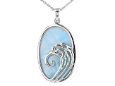 Blue South Sea Mother-of-Pearl Rhodium Over Sterling Silver Pendant