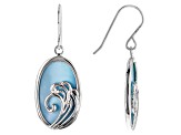 Blue South Sea Mother-of-Pearl Rhodium Over Sterling Silver Earrings