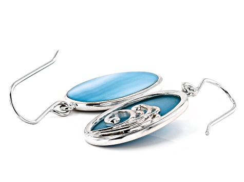 Blue South Sea Mother-of-Pearl Rhodium Over Sterling Silver Earrings