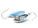 Blue South Sea Mother-of-Pearl Rhodium Over Sterling Silver Earrings