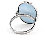 Blue South Sea Mother-of-Pearl Rhodium Over Sterling Silver Ring