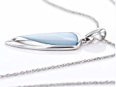 Blue South Sea Mother-of-Pearl & White Zircon Rhodium Over Sterling Silver Pendant