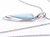 Blue South Sea Mother-of-Pearl & White Zircon Rhodium Over Sterling Silver Pendant