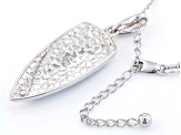 Blue South Sea Mother-of-Pearl & White Zircon Rhodium Over Sterling Silver Pendant