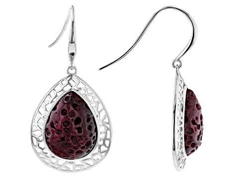 Purple Spiny Oyster Shell Rhodium Over Sterling Silver Earrings