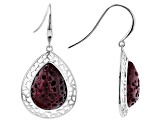 Purple Spiny Oyster Shell Rhodium Over Sterling Silver Earrings