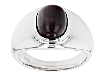 Picture of Purple Spiny Oyster Shell Rhodium Over Sterling Silver Ring