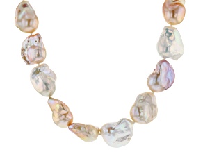 Multi-color Cultured Freshwater Pearl Rhodium Over Sterling Silver Necklace