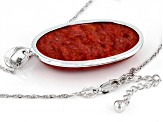 Red Sponge Coral Rhodium Over Sterling Silver Pendant With Chain