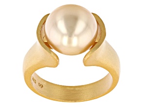 Golden Cultured South Sea Pearl 18k Yellow Gold Over Sterling Silver Ring